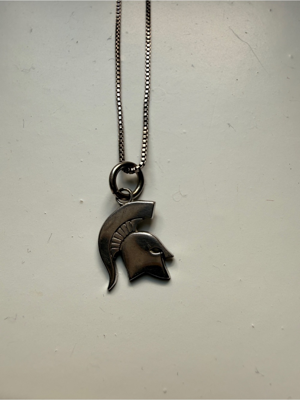 Michigan State University Silver-tone Spartan Helmet Pendant Necklace